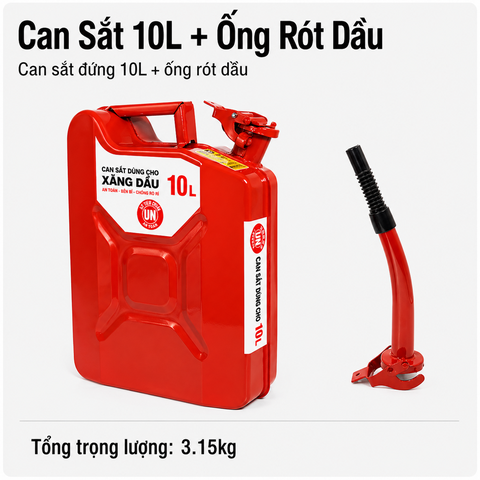 Thùng Xăng Dự Phòng Sắt 10L ( Kiểu Đứng USA ), Mã BS-MT10-01 – Thép Dày 0.8mm, Dung Tích Lớn Cho Cho Nhà Xưởng, Đi Phượt , Offroad, Cano Tàu Thuyền