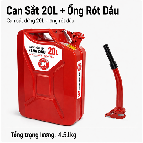 Thùng Xăng Dự Phòng Sắt 20L ( Kiểu Đứng USA ), Mã BS-MT20-01 – Thép Dày 0.8mm, Dung Tích Lớn Cho Cho Nhà Xưởng, Đi Phượt , Offroad, Cano Tàu Thuyền