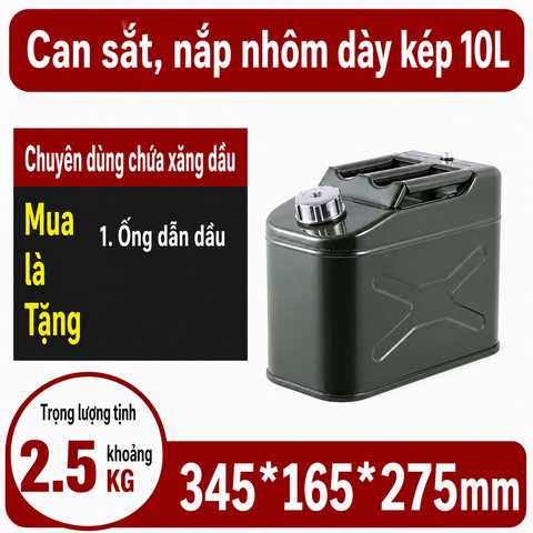 Thùng Xăng Dự Phòng Sắt 10L ( Dáng Đứng), Mã BS-LSL-10 – Thép Dày 0.8mm, Dung Tích Lớn Cho Tàu Thuyền, Cano, Nhà Xưởng