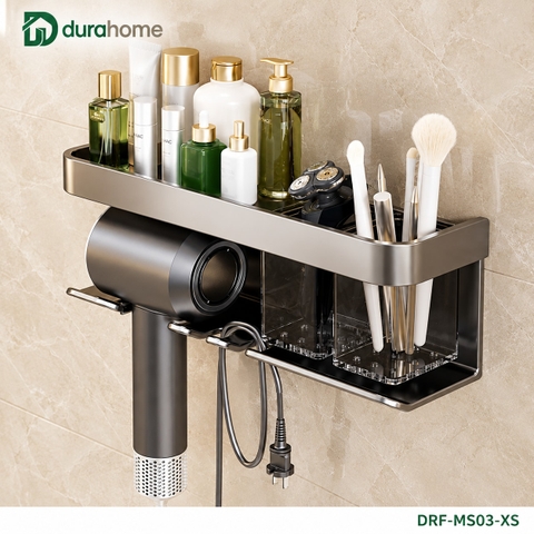 Giá treo máy sấy tóc loại gắn tường nhiều ngăn, chất liệu nhôm, kích thước 30x13x9,2cm