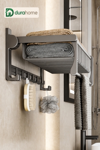 Giá để khăn tắm kèm rổ lưới, chất liệu nhôm, kích thước 60x25,5cm