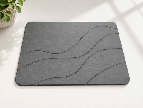 Thảm đá Duramat Vân Nổi Xám nhạt – Sang Trọng, Thấm Nước siêu nhanh, Chống Trơn Trượt 45x35cm