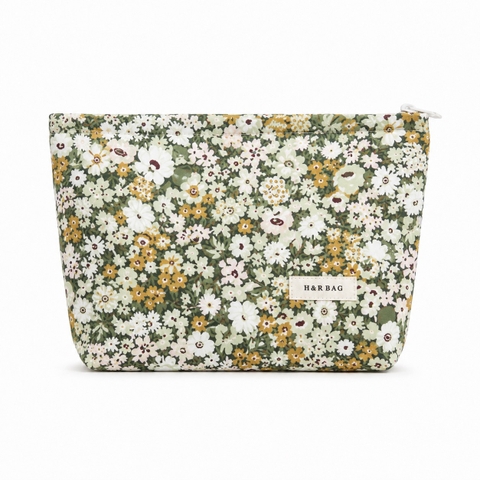 Make Up Purse - Tiny Flower in Green