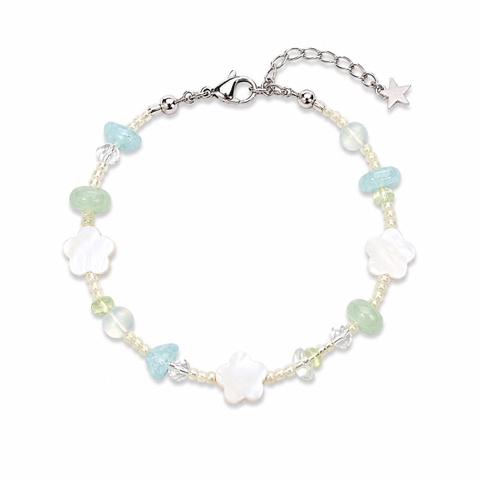 MERMAID - 'Lani - Mint' Glass Bead & Natural Gemstone Bracelet