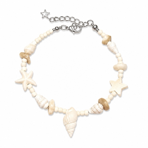 MERMAID - 'Seatra - White' Natural Gemstone & Seashell Bracelet