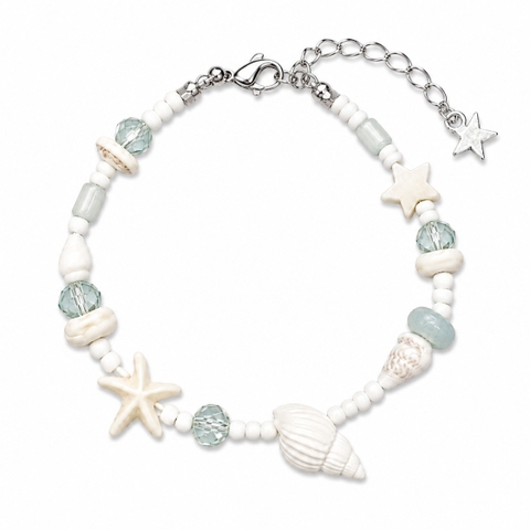 MERMAID - 'Seatra - Mint' Natural Gemstone & Seashell Bracelet