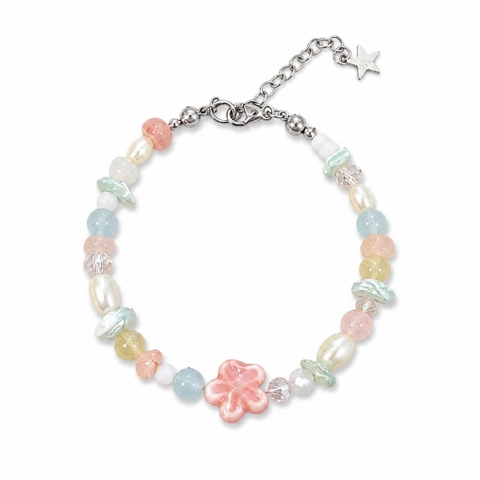 MERMAID - 'Tropica' Natural Gemstone & Ceramic Charm Bracelet