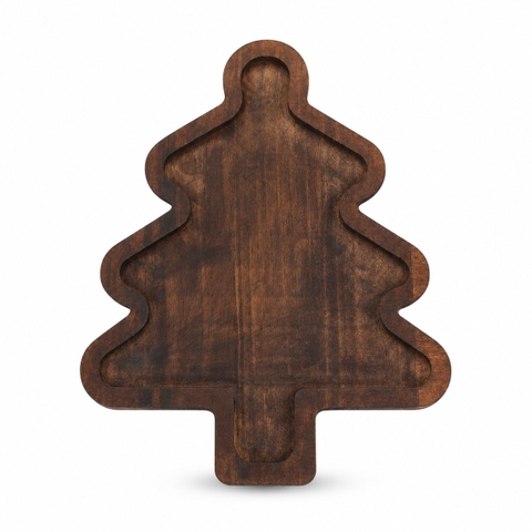 CHRISTMAS - Wood Tray In Pine Tree Shape