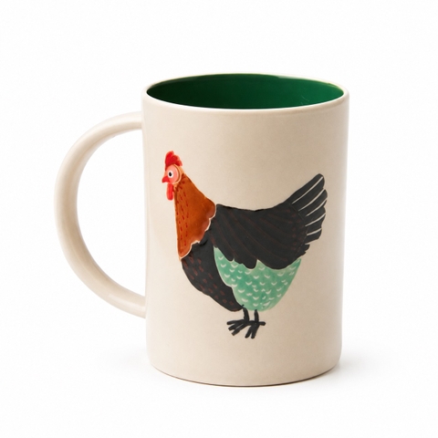 BÁT TRÀNG CERAMIC - Tall Mug in Green Chicken