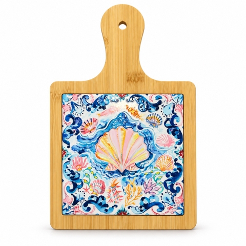 BÁT TRÀNG CERAMIC - Wood & Ceramic Pot Holder In Seashell