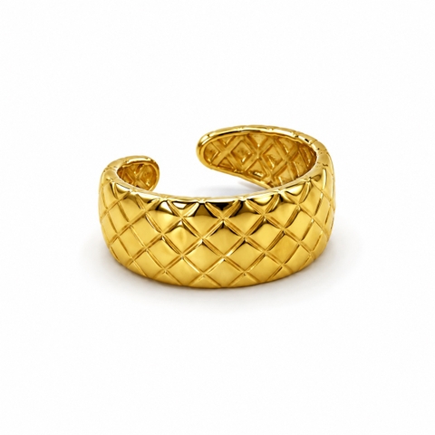 MIALIE - 18K Gold Plated Gingham Ring
