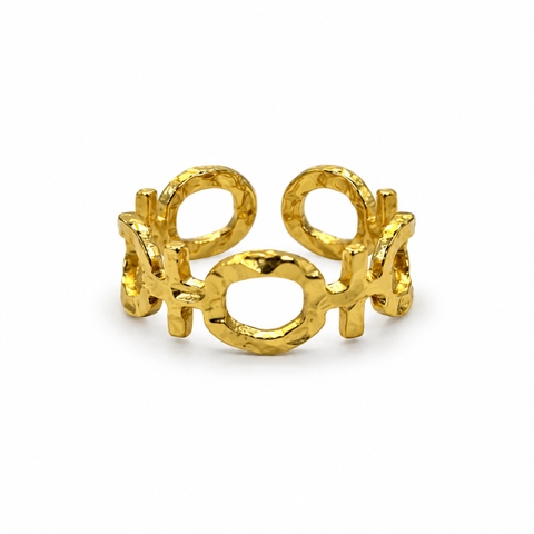 MIALIE - 18K Gold Plated Link Cuff Ring