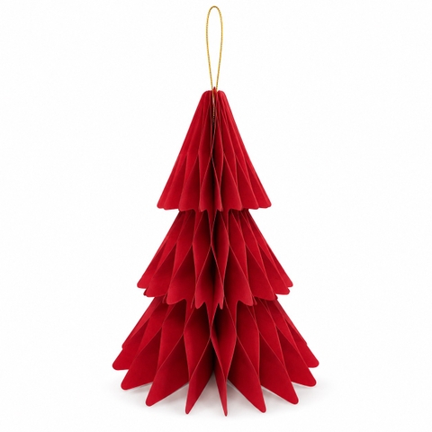 CHRISTMAS - Large Origami Decorative Paper Tree in Red No.02