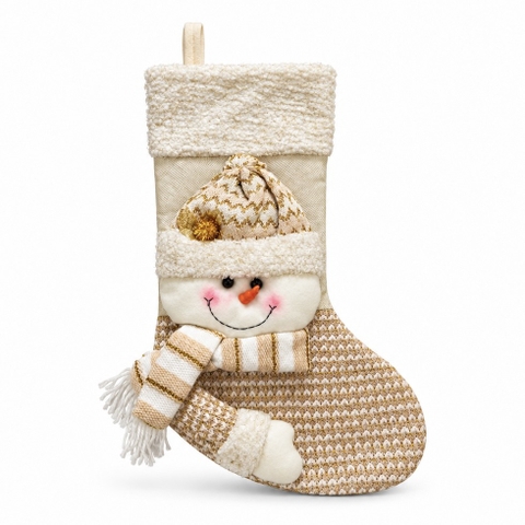 CHRISTMAS - Large Wool Stocking in Gold Snowman