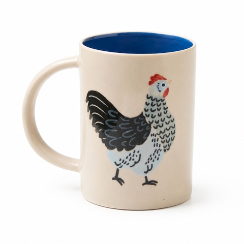 BÁT TRÀNG CERAMIC - Tall Mug in Blue Chicken