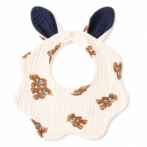 KID & BABY - Muslin Bunny Bib in Teddy Bear