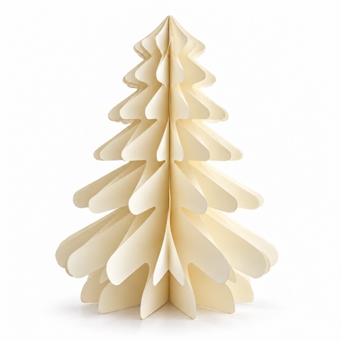 CHRISTMAS - Large Origami Decorative Paper Tree in Beige No.03