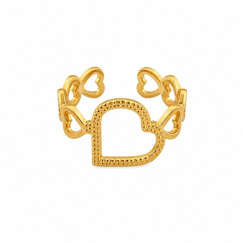 MIALIE - 18K Gold Plated Hollow Heart Ring