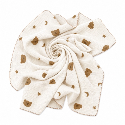 Muslin Blanket For Babies - Star & Moon Bear