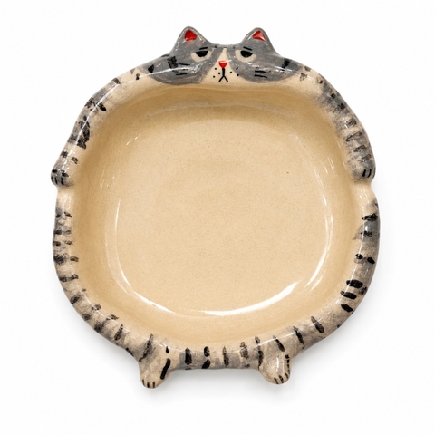 LINDO CRAFTS - Grey Tabby Cat Ceramic Plate