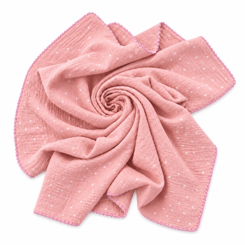 KID & BABY - Muslin Blanket in Pink Polka Dot