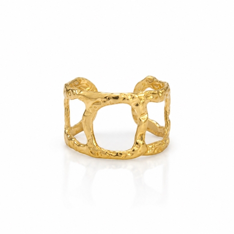 MIALIE - 18K Gold Plated Textured Cut Out Ring