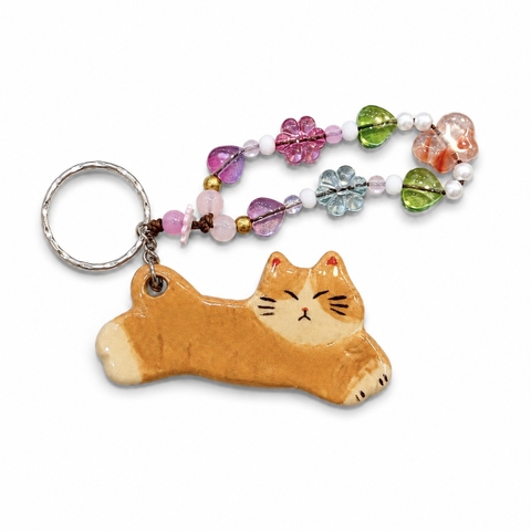 LINDO CRAFTS - Orange Cat Ceramic Keychain