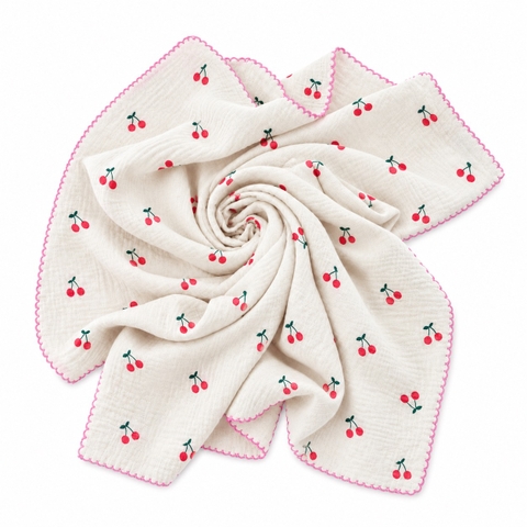 KID & BABY - Muslin Blanket in Red Cherry