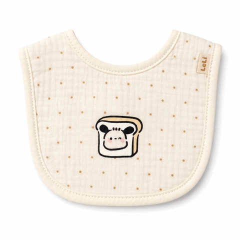 Muslin Bib For Babies - Cute Dog in Polka Dot