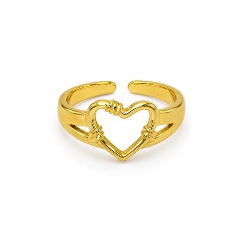 MIALIE - 18K Gold Plated Hollow Heart Ring
