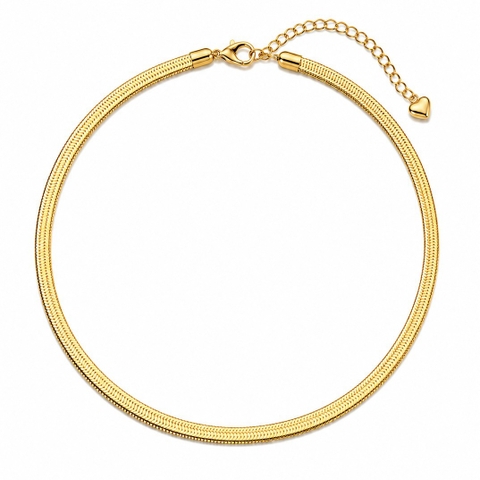 MIALIE - 18K Gold Plated Classic Herringbone Necklace