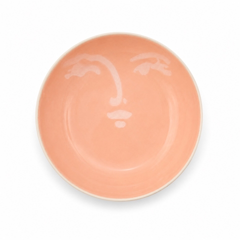 BÁT TRÀNG CERAMIC - Small Round Plate in Pink Face