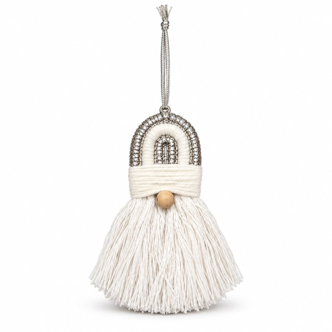 CHRISTMAS - Macrame Ornament in Silver Gnome