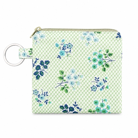 RUNG HANDMADE - 'Gingham Floral' Wallet Keychain With Zipper