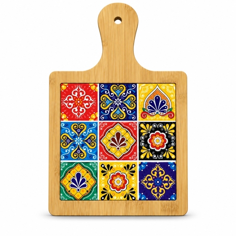 BÁT TRÀNG CERAMIC - Wood & Ceramic Pot Holder In Tile Pattern