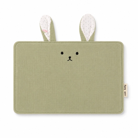 Baby Musline Pillow - Green Bunny