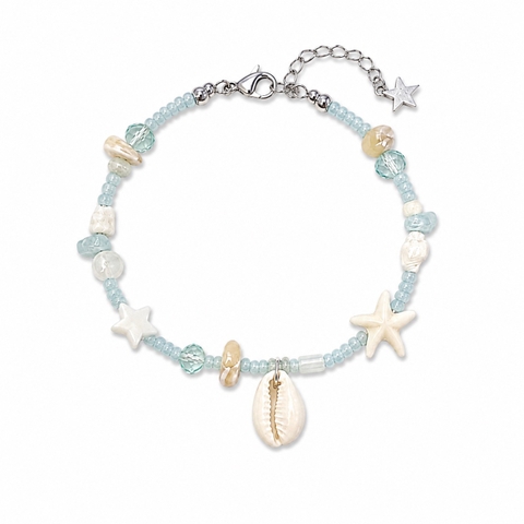 MERMAID - 'Azuze - Mint' Glass Bead & Natural Gemstone Bracelet