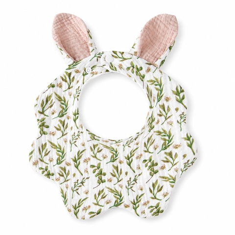 KID & BABY - Muslin Bunny Bib in Green Leaf