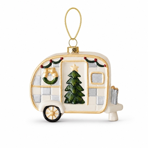 Poly CHRISTMAS Ornament - CHRISTMAS Van in White