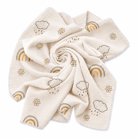 Muslin Blanket For Babies - Rainy Rainbow