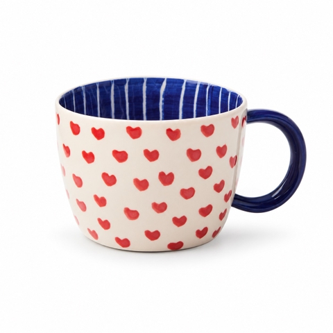 BÁT TRÀNG CERAMIC - Short Mug in Red Heart