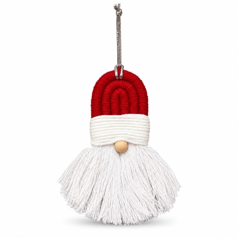 CHRISTMAS - Macrame Ornament in Red Gnome