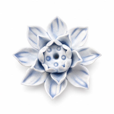 BAT TRANG - Ceramic Lotus Incense Holder in Light Blue