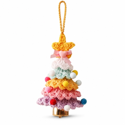 Macrame CHRISTMAS Ornament - CHRISTMAS Tree With Bell in Colorful