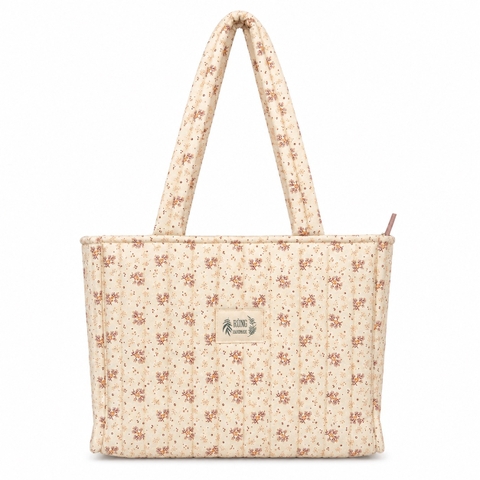 RUNG HANDMADE - ‘Flower Cluster in Beige' Quilted Tote Bag