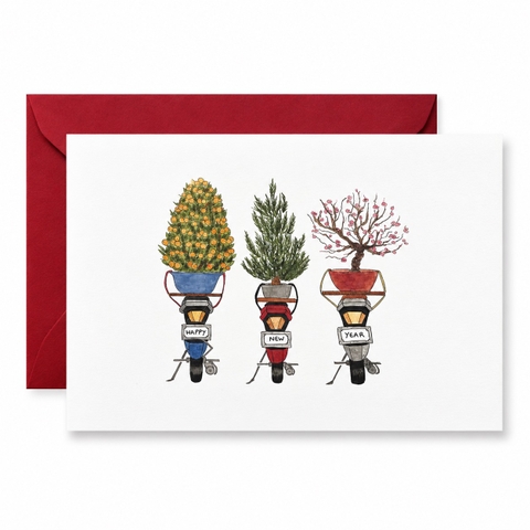 LAURIE DRAWS - ‘Tết Tree Bike' Christmas Card