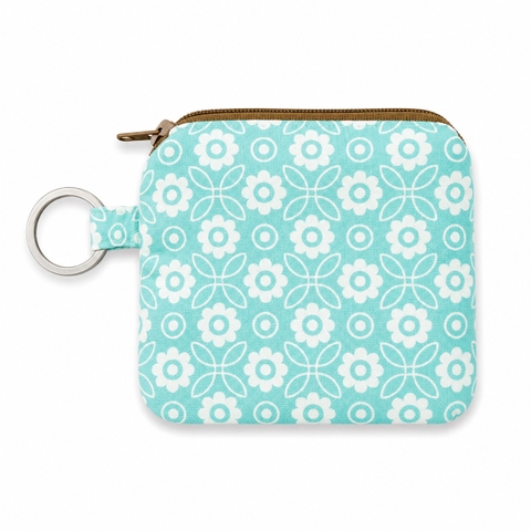 RUNG HANDMADE - 'Geometric Floral' Wallet Keychain With Zipper