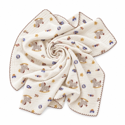 KID & BABY - Muslin Blanket in Rocking Pony
