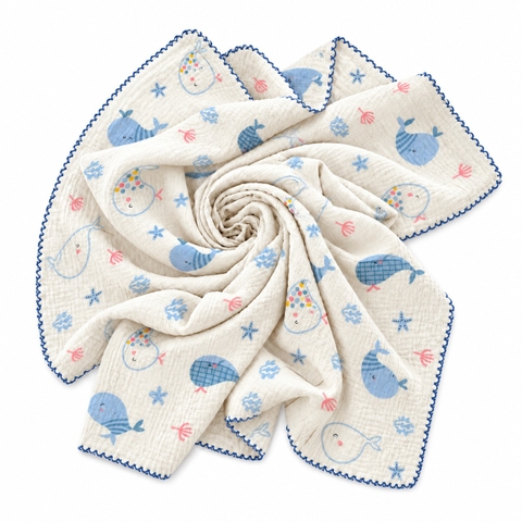 KID & BABY - Muslin Blanket in Whale