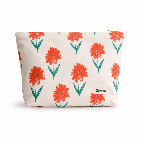 Make Up Purse - Red Daisy